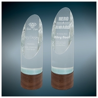 Cylinder Sierra Glass with Walnut Base... from ASI 92531 Unique Custom...