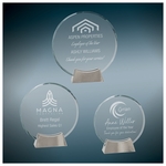 8" Round Platinum Glass with Full Metal Base