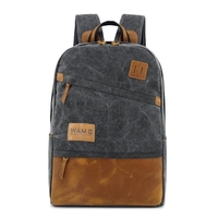 Cotton Canvas Backpack with Genuine Leather