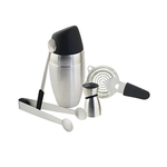 Barman's Deluxe Cocktail Shaker Set, 5 Stainless Steel Piece