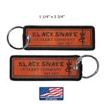 2 Sided Faux Leather Printed Key Ring with Merrow Border