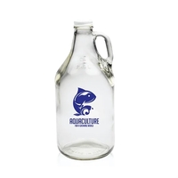 64 oz. clear glass beer growler with handle and a screw... from ASI 62088...