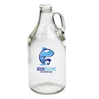 64 oz. clear glass beer growler with handle and a screw... from ASI 62088...