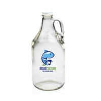 64 oz. clear glass beer growler with handle and a screw... from ASI 62088...