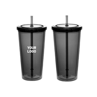 Double Wall Acrylic Tumbler with Straw, 20 oz.