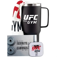 Exercise kit with earbuds, 40-ounce insulated mug, rally towel, and card.......