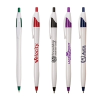 White retractable pen with colored trim Curved contoured shape.... from ASI...