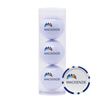 Golf Balls Tube with Poker Chip Ball Marker