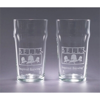 Set of two etched 20 oz. English Ale glasses in gift... from ASI 62985 J....
