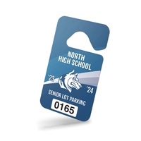 2.75" x 4.75" hang tag made of .020" gloss white deluxe... from ASI 89910...