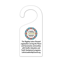 Full-color door hanger measures 3 1/2" x 8 1/4" and is... from ASI 59080...