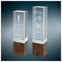 Rectangle Sierra Glass Award with Walnut Wood Base... from ASI 72657 Active...