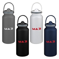 32 ounce vacuum-insulated stainless steel bottle with flip-top straw and...