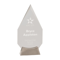 9 1/4" Clear Diamond Platinum Glass Award with full metal base.... from ASI...