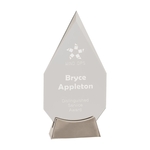 9 1/4" Clear Diamond Platinum Glass Award w/ Metal Base
