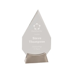 8 1/2" Clear Diamond Platinum Glass Award w/ Metal Base
