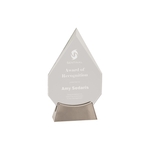 7 3/4" Clear Diamond Platinum Glass Award w/ Metal Base