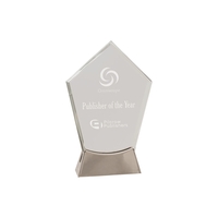 7 1/2" Clear Peak Platinum Glass Award w/ Metal Base