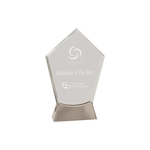 7 1/2" Clear Peak Platinum Glass Award w/ Metal Base