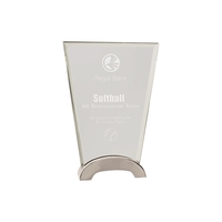 7 1/2" Clear Fan Platinum Glass Award w/ Arch Metal Base... from ASI 74601...