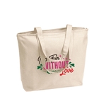 12 oz. Natural Heavy Cotton 25L Zippered Tote Bag