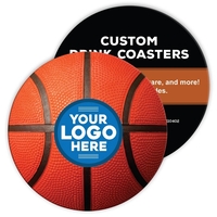Basketball drink coaster in a 4" round made of durable, eco-friendly... from...