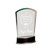 6 3/4" Jade Fan Metro Glass Award