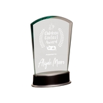 6 3/4" Jade Fan Metro Glass Award