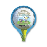 6-mil white vinyl decal with golf ball shape and repositionable adhesive......