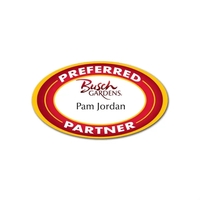 1.375" x 2.375" name badge with an oval shape and pin... from ASI 59080 Halls...