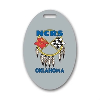 Oval shaped tag with write-on capabilities and customization.... from ASI...