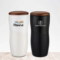 12 oz. Cozy Ceramic Tumbler with Wooden Spill-proof Lid. Matte and... from...