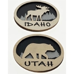 2-Dimensional Wood Magnets - Bear and Moose