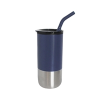 18 oz. Vacuum stainless steel tumbler with silicone tip straw plus... from...