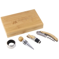 4 piece bamboo wine gift set with a wine stopper, foil... from ASI 66887 PCNA...