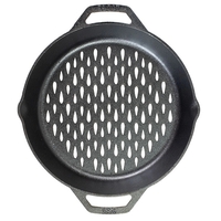 12" Seasoned Cast Iron Dual Handle Grilling Basket