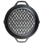 12" Seasoned Cast Iron Dual Handle Grilling Basket