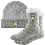 Rolled Fuzzy Beanie & Sherpa Lined Socks Combo