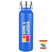 20 oz. stainless steel vacuum-insulated bottle with attached handle and...