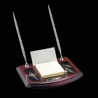 Gold desk organizer with pen stand, card holder, memo pad holder... from ASI...