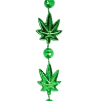 33" green mini weed leaf beaded metallic necklace.... from ASI 42016 Brighter...