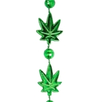 33" Green Mini Leaf Bead Metallic Necklace