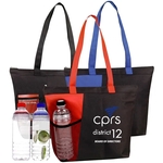 600D Polyester Reusable Zipper Tote w/ Handle & Pockets