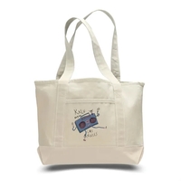 12oz.Cotton Canvas Reusable Shopping Tote w/ Pockets&Handles