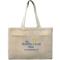 12 oz. cotton canvas tote with front pocket, interior zipper pocket... from...