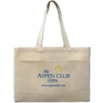 12oz.Cotton Canvas Reusable Shopping Tote w/ Pockets&Handles