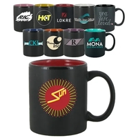 11 oz C-Handle ceramic mug matte black out with interior accent... from ASI...