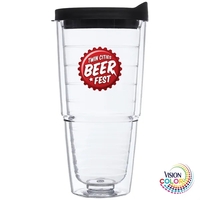 24 Oz. Clear Orbit Tumbler With Colored Lid and Straw