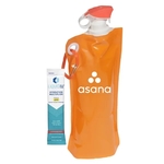 Orange Foldable 27 oz Water Bottle with Liquid IV Stick