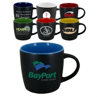 12 OZ STYLISH MATTE FINISH CAFE MUG WITH COLORED INTERIOR. Trendy... from ASI...